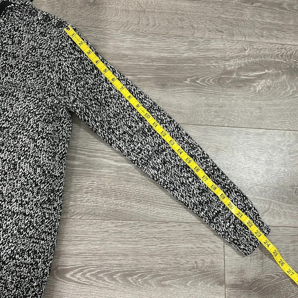 Chaps Sweater Asymmetrical Foldover Collar Turtleneck Black and White M - Picture 12 of 16